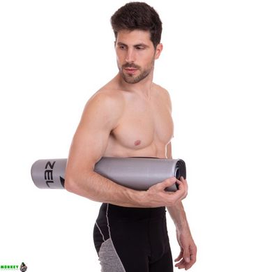 Коврик для фитнеса и йоги Zelart FI-2580 120x60x0,8см серый-черный