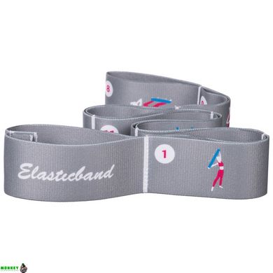 Лента для растяжки эластичный эспандер Zelart Elastiband FI-6344 серый-розовый