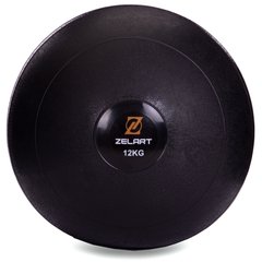 Мяч набивной слэмбол для кроссфита рифленый Zelart SLAM BALL FI-2672-12 12кг (MD1241-12) (PVC, d-29,3см, черный)