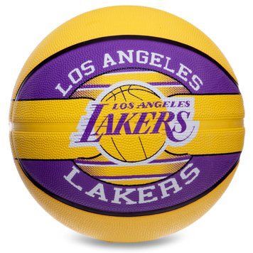 М'яч баскетбольний гумовий SPALDING NBA Team LA LAKERS 83510Z №7 жовтий-фіолетовий