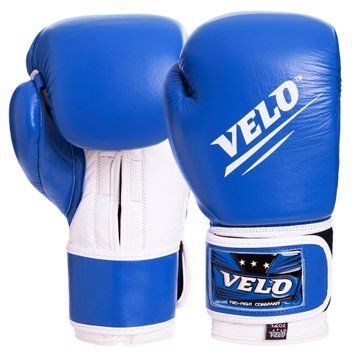 Рукавички шкіряні боксерські VELO VL-2210 Синій 14 унції
