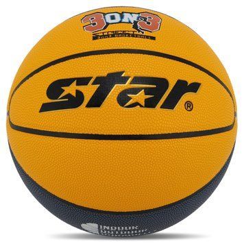 Мяч баскетбольный PU №6 STAR 3ON3 BB4146C Желтый-синий-белый-31 (PU, бутил,)