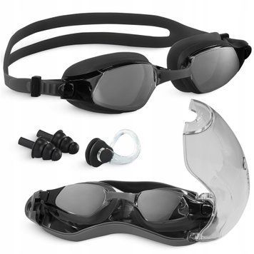 Очки для плавания TSUNAMI Anti-Fog 3 в 1 чехол, беруши и зажим для носа Black (P-5905973401760)