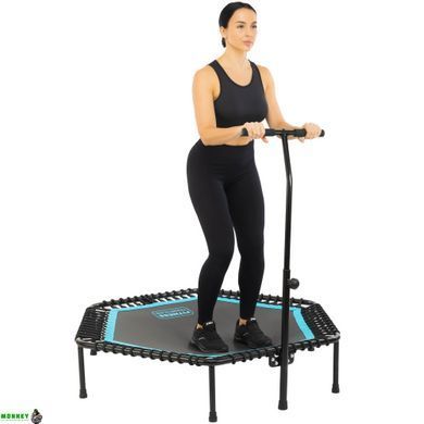 Фитнес батут для джампинга шестиугольный с ручкой LiveUp LP8251 &oslash;135см черный-синий