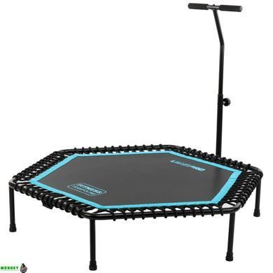 Фитнес батут для джампинга шестиугольный с ручкой LiveUp LP8251 &oslash;135см черный-синий