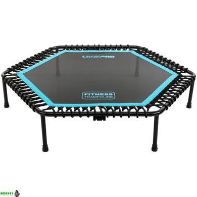 Фитнес батут для джампинга шестиугольный с ручкой LiveUp LP8251 &oslash;135см черный-синий