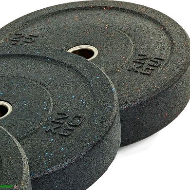 Диски (блини) бамперні для кросфіту Record RAGGY Bumper Plates ТА-5126-25 51мм 25кг чорний