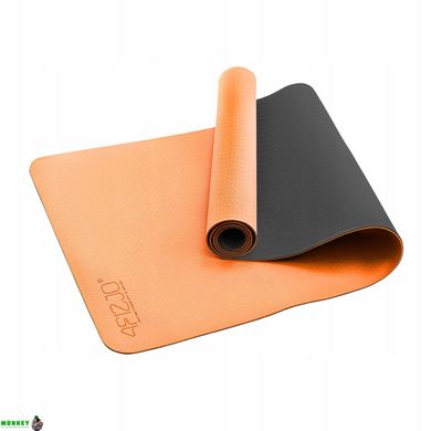 Коврик спортивный 4FIZJO TPE 4 мм для йоги и фитнеса 4FJ0337 Orange/Black