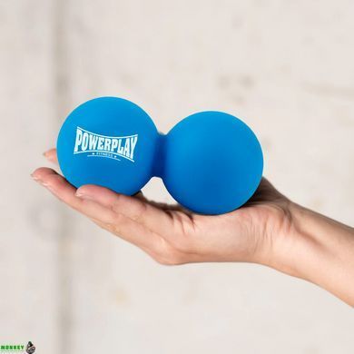 Массажный двойной мяч силиконовый PowerPlay PP-4355 Silicone Lacrosse Peanut Ball (6.3*12.6см.) Синий