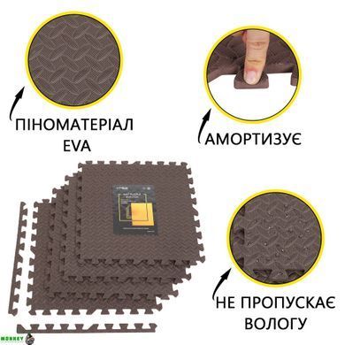 Мат-пазл (ласточкин хвост) Cornix Mat Puzzle EVA 120 x 120 x 1 cм XR-0238 Braun