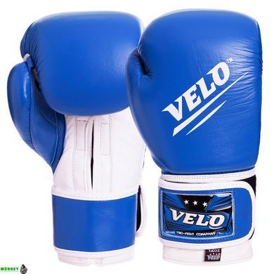 Рукавички шкіряні боксерські VELO VL-2210 Синій 14 унції