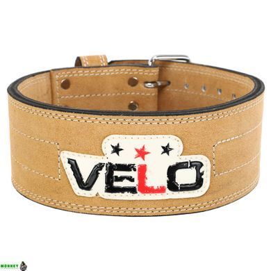 Пояс для пауэрлифтинга кожаный VELO VL-6645 M размер, бежевый