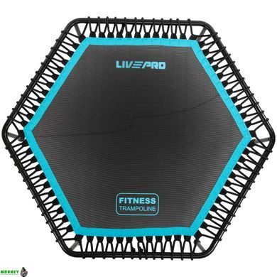 Фитнес батут для джампинга шестиугольный с ручкой LiveUp LP8251 &oslash;135см черный-синий