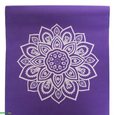 Коврик для йоги Замшевый Record FI-5662-10 размер 183x61x0,3см фиолетовый с цветочным принтом