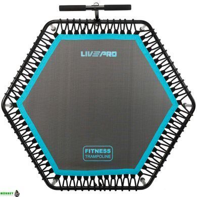 Фитнес батут для джампинга шестиугольный с ручкой LiveUp LP8251 &oslash;135см черный-синий