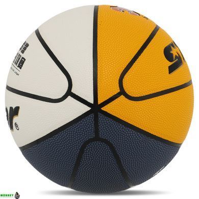 Мяч баскетбольный PU №6 STAR 3ON3 BB4146C Желтый-синий-белый-31 (PU, бутил,)