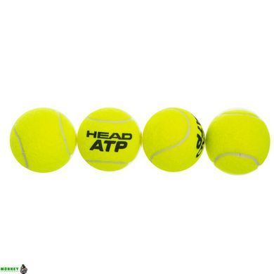 Мяч для большого тенниса HEAD ATP METAL CAN 570314 4шт салатовый