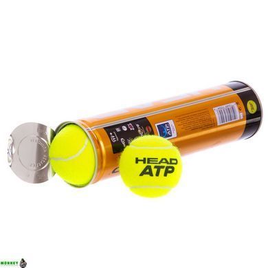 Мяч для большого тенниса HEAD ATP METAL CAN 570314 4шт салатовый