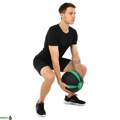 М'яч медичний медбол Zelart Medicine Ball FI-5122-7 7кг сірий-зелений