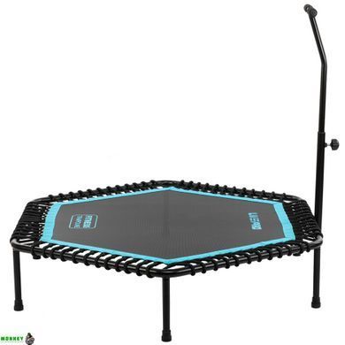 Фитнес батут для джампинга шестиугольный с ручкой LiveUp LP8251 &oslash;135см черный-синий