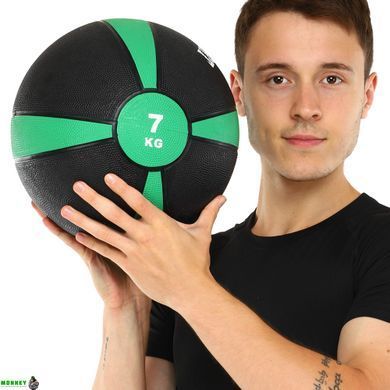 М'яч медичний медбол Zelart Medicine Ball FI-5122-7 7кг сірий-зелений