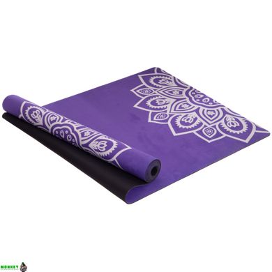 Килимок для йоги Замшевий Record FI-5662-10 розмір 183x61x0,3см фіолетовий з квітковим принтом