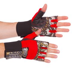 Перчатки для тяжелой атлетики кожаные VELO VL-3229 размер S-XL красный-черный