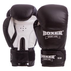 Перчатки боксерские кожаные на липучке BOXER 2023 (р-р 10-12oz, цвета в ассортименте)