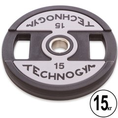 Блины (диски) полиуретановые с хватом и металлической втулкой d-51мм TECHNOGYM TG-1837-15 15кг (черный)