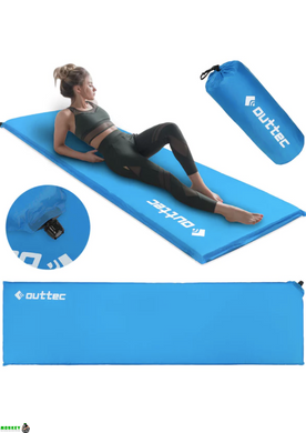 Самонадувний килимок Outtec 180х53х4см гладкий блакитний