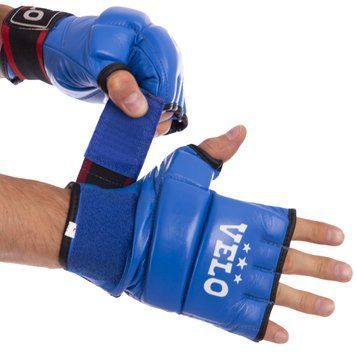 Рукавички для змішаних єдиноборств MMA шкіряні VELO ULI-4023 Синій L