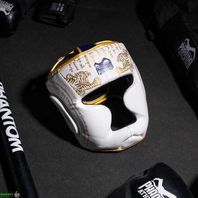 Боксерский шлем Phantom Muay Thai Full Face White Gold (капа в подарок)