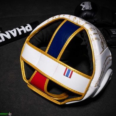 Боксерский шлем Phantom Muay Thai Full Face White Gold (капа в подарок)