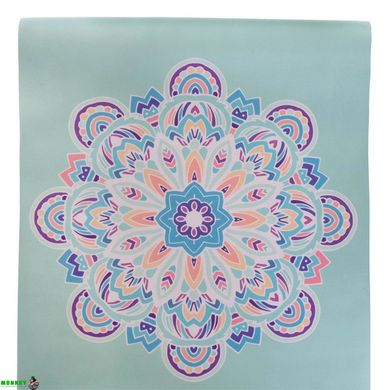 Коврик для йоги Замшевый Record FI-5662-11 размер 183x61x0,3см мятный с цветочным принтом