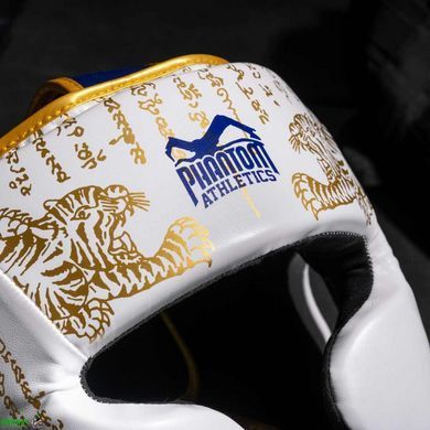 Боксерский шлем Phantom Muay Thai Full Face White Gold (капа в подарок)
