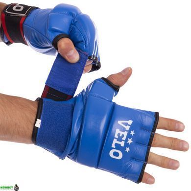 Рукавички для змішаних єдиноборств MMA шкіряні VELO ULI-4023 Синій L