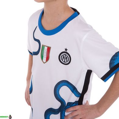 Форма футбольна дитяча з символікою футбольного клубу INTER MILAN гостьова 2022 SP-Planeta CO-3746 8-14лет білий-синій