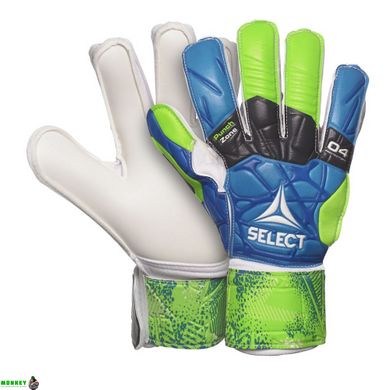 Рукавички воротарські Select GOALKEEPER GLOVES 04 HAND GUARD синій, зелений, білий Діт 4 (15,5см)