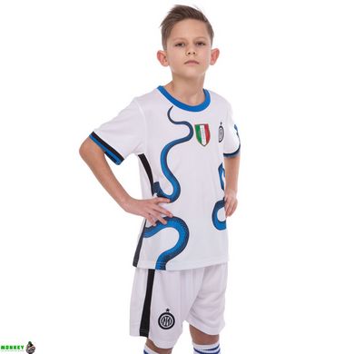Форма футбольна дитяча з символікою футбольного клубу INTER MILAN гостьова 2022 SP-Planeta CO-3746 8-14лет білий-синій