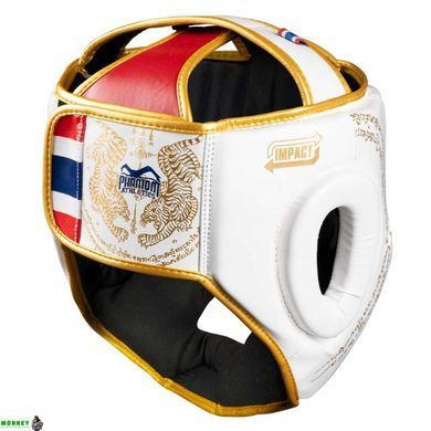 Боксерский шлем Phantom Muay Thai Full Face White Gold (капа в подарок)