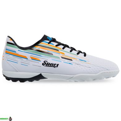Сороконожки обувь футбольная DIFFERENT SG-301035-3 WHITE/BLACK/R.BLUE размер 40-45 (верх-PU, подошва-RB, белый)