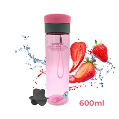 Пляшка для води CASNO 600 мл KXN-1145 Рожева + пластиковий вінчик