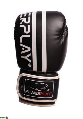 Боксерские перчатки PowerPlay 3010 черно-белые 8 унций
