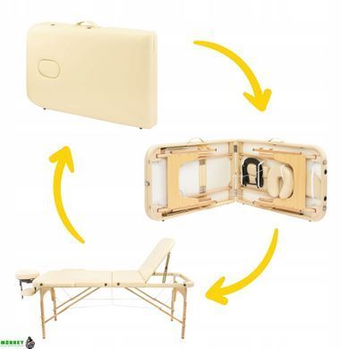 Масажний стіл складний 4FIZJO Massage Table+ Wood W60 Beige (P-5907739318367)