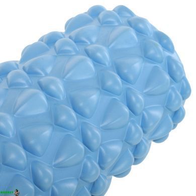 Роллер массажный цилиндр (ролик мфр) заполненный пеной 45см Grid Bubble Roller SP-Sport FI-9391 Голубой
