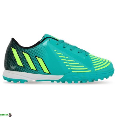 Сороконожки обувь футбольная LIJIN 211-2-3 размер 34-40 (верх-PU, подошва-резина, бирюзовый-салатовый)