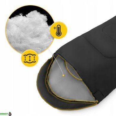 Спальний мішок (спальник) ковдра Mountain Goat 2 в 1 Standard 8 ...+20&deg;C R Black/Grey (P-5905973400954)