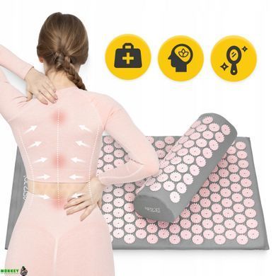 Килимок акупунктурний з валиком 4FIZJO Classic Mat XL Аплікатор Кузнєцова Grey/Pink (P-5907739313294)
