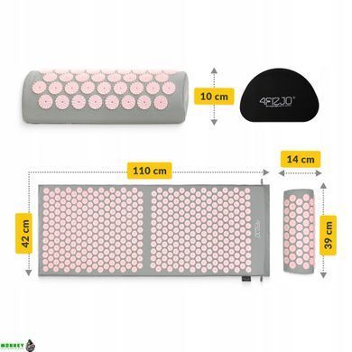 Килимок акупунктурний з валиком 4FIZJO Classic Mat XL Аплікатор Кузнєцова Grey/Pink (P-5907739313294)