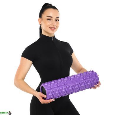 Роллер массажный цилиндр (ролик мфр) заполненный пеной 45см Grid Bubble Roller SP-Sport FI-9391 Голубой